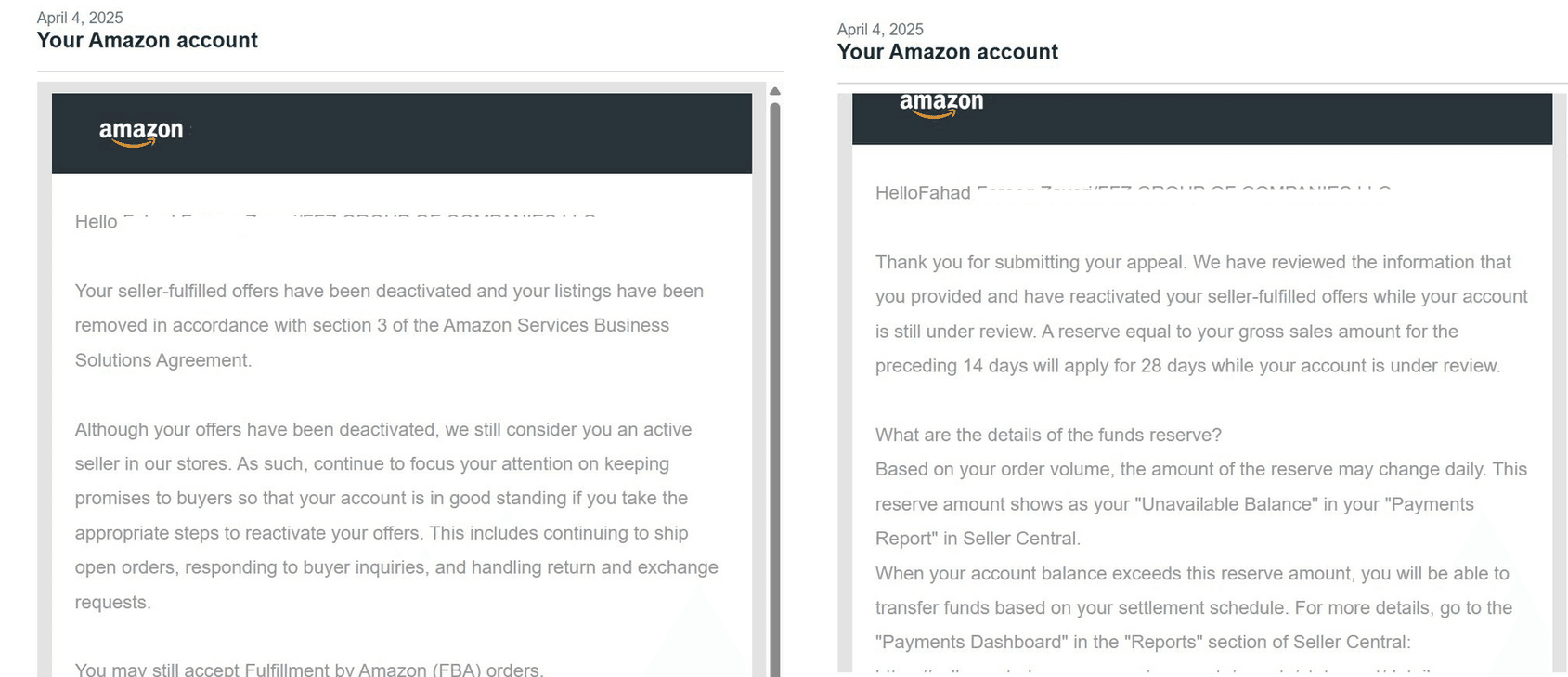 Amazon Seller Reinstatement Success Story 10