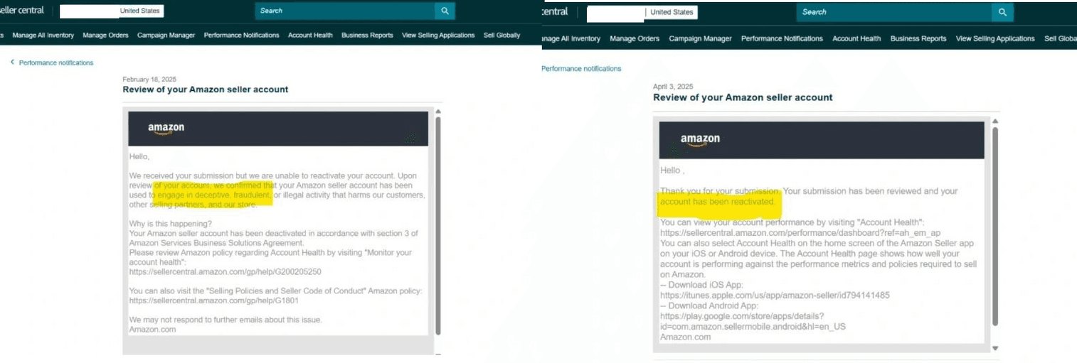 Amazon Seller Reinstatement Success Story 5